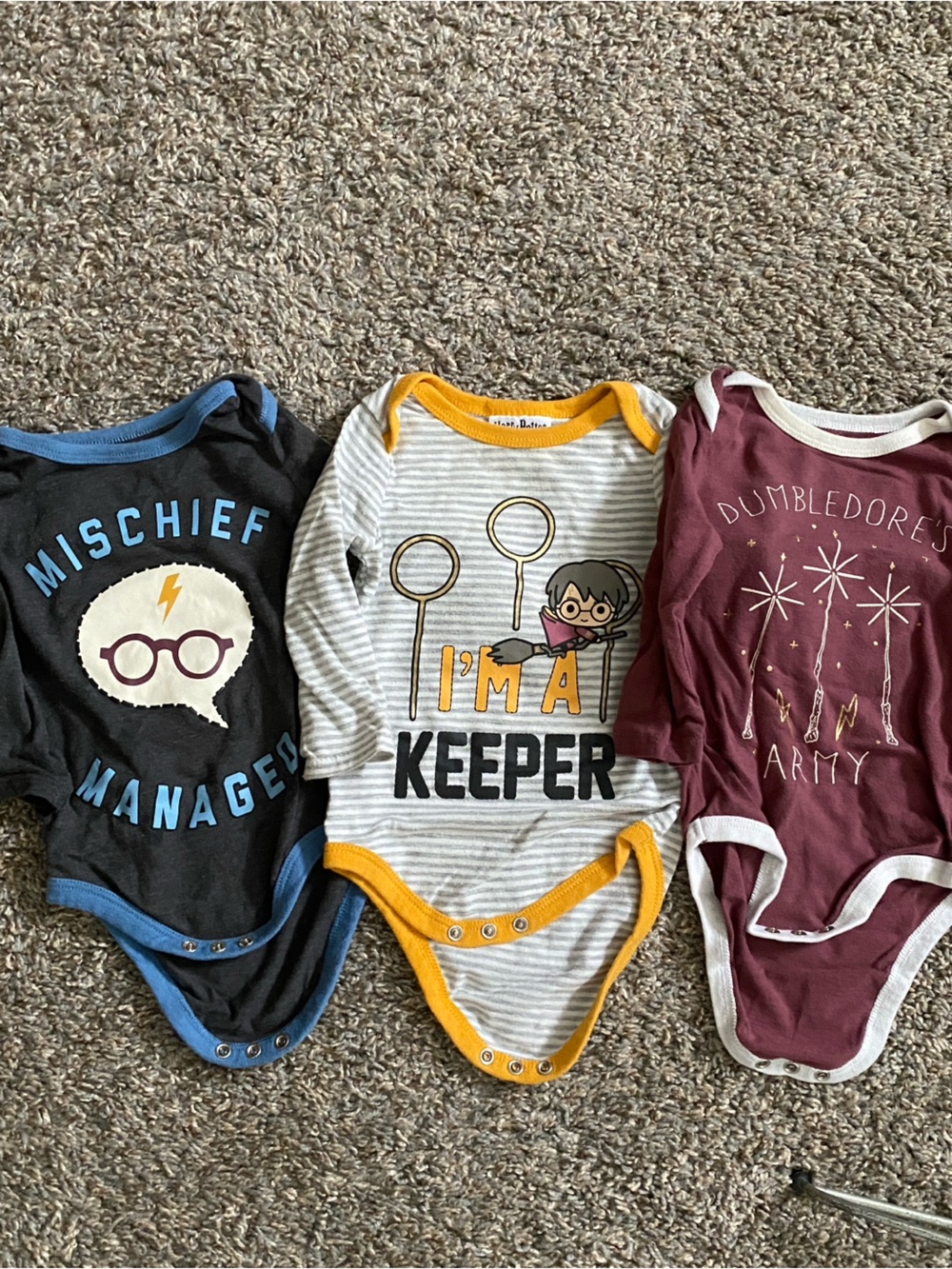 Harry Potter 6-9 month one-piece bodysuit set of 3